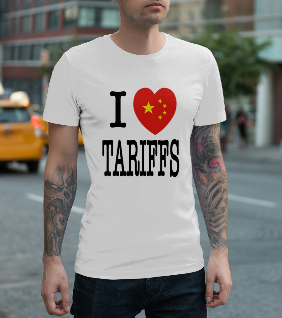 Flags Heart Tariffs China Stars T-Shirt
