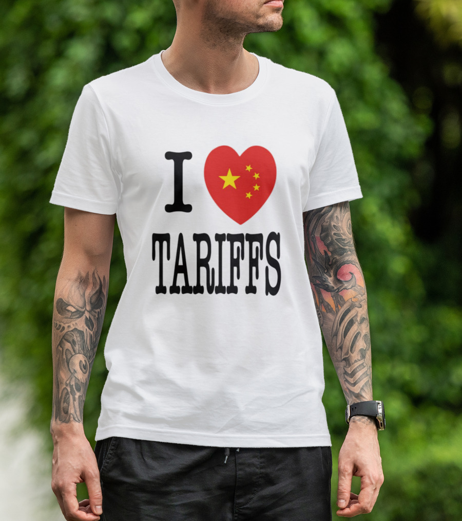 Flags Heart Tariffs China Stars T-Shirt