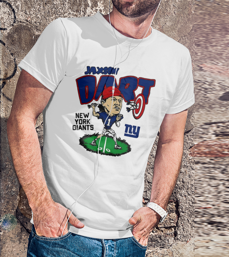Jaxson Dart NY Giants NFL Caricature Player Number 1 T-Shirt