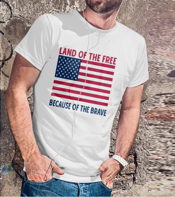 Land Of The Free Because Of The Brave American Flag Tribute T-Shirt