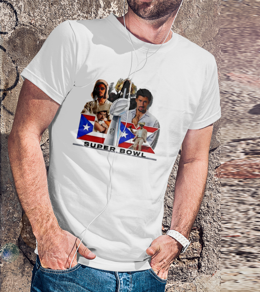 Bad Bunny Super Bowl 2026 Puerto Rican Flag NFL Halftime Show T-Shirt