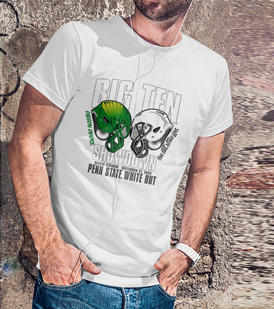 Penn State Nittany Lions Vs Oregon Ducks Football Big Ten Showdown 2025 White Out T-Shirt