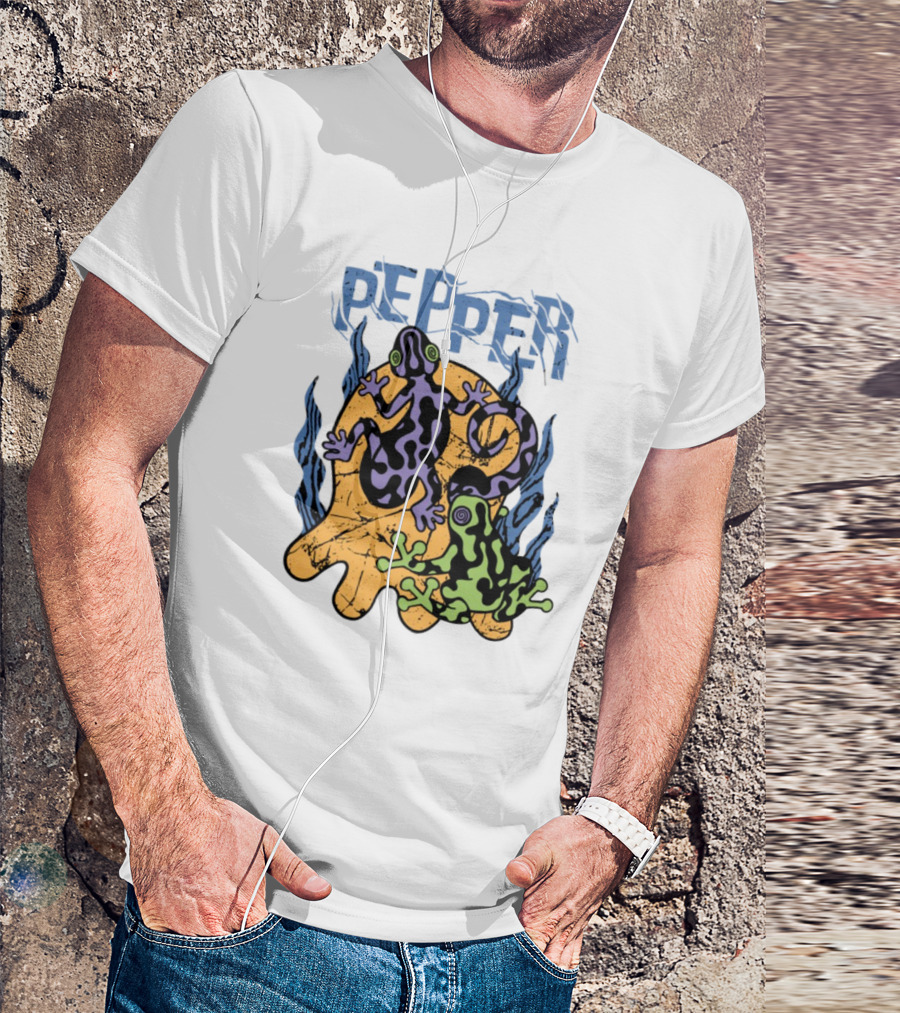 Pepper Skullconut Amphibians Psychedelic Frogs Graphic T-Shirt