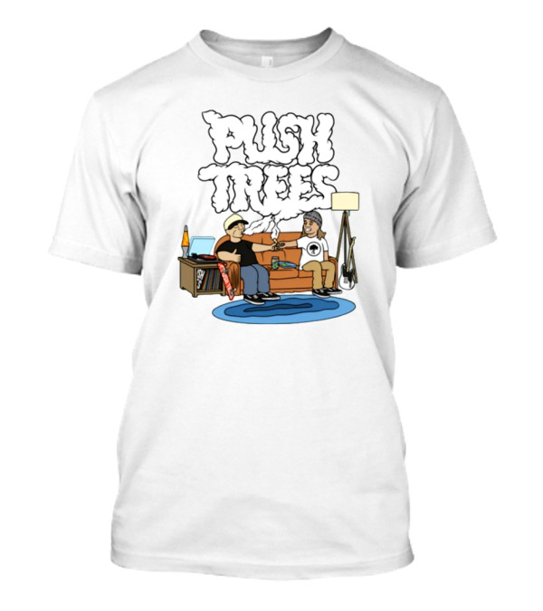 Push Trees Smoking Vibes Puff Puff Pass Couch Session Retro Lamp Lava Skate Record Guitar T-Shirt