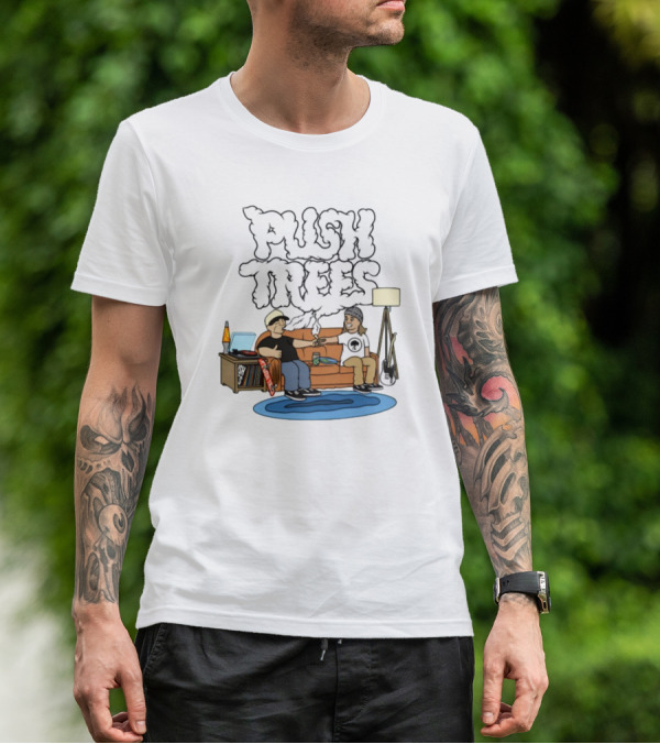 Push Trees Smoking Vibes Puff Puff Pass Couch Session Retro Lamp Lava Skate Record Guitar T-Shirt
