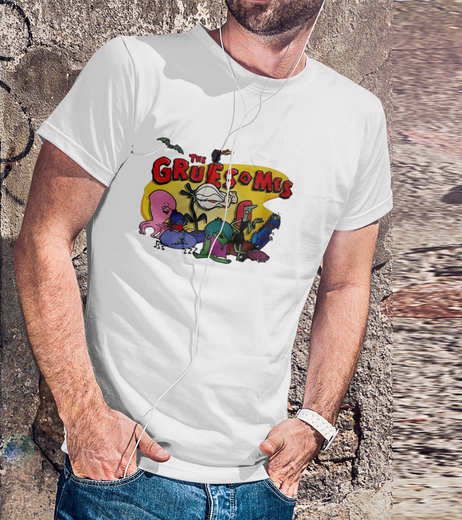 The Gruesomes Cartoon Characters With Bat And Vulture T-Shirt