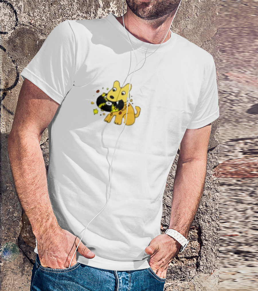 Yellow Jasper Dog With Cosmic Black Cat T-Shirt