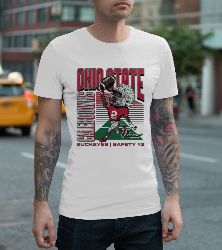 Ohio State Caleb Downs Buckeyes Safety Caricature #2 T-Shirt