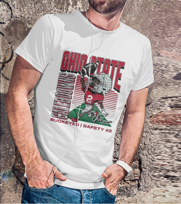 Ohio State Caleb Downs Buckeyes Safety Caricature #2 T-Shirt