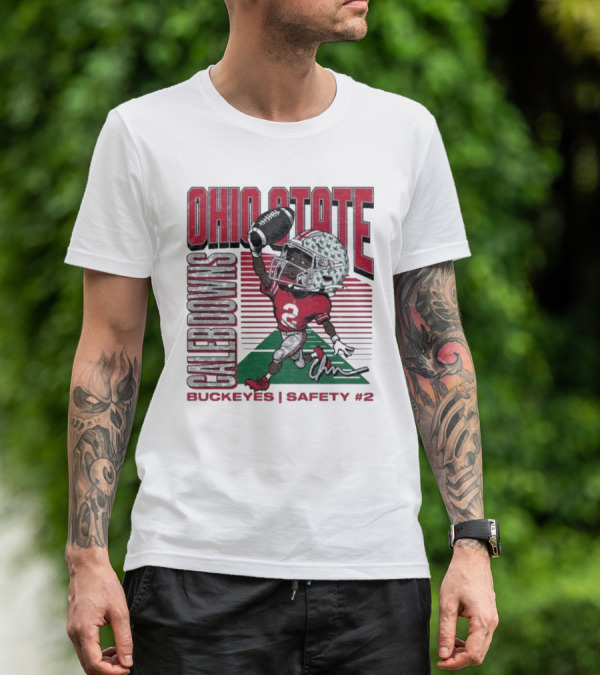 Ohio State Caleb Downs Buckeyes Safety Caricature #2 T-Shirt