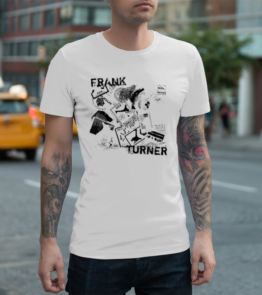Frank Turner The Next 10 Years Black Rose And Music Collage T-Shirt