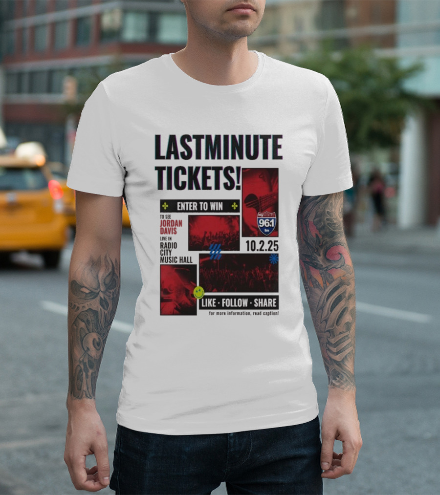 Last Minute Tickets Enter To Win Oct 2 2025 Radio City Music Hall 96.1 T-Shirt