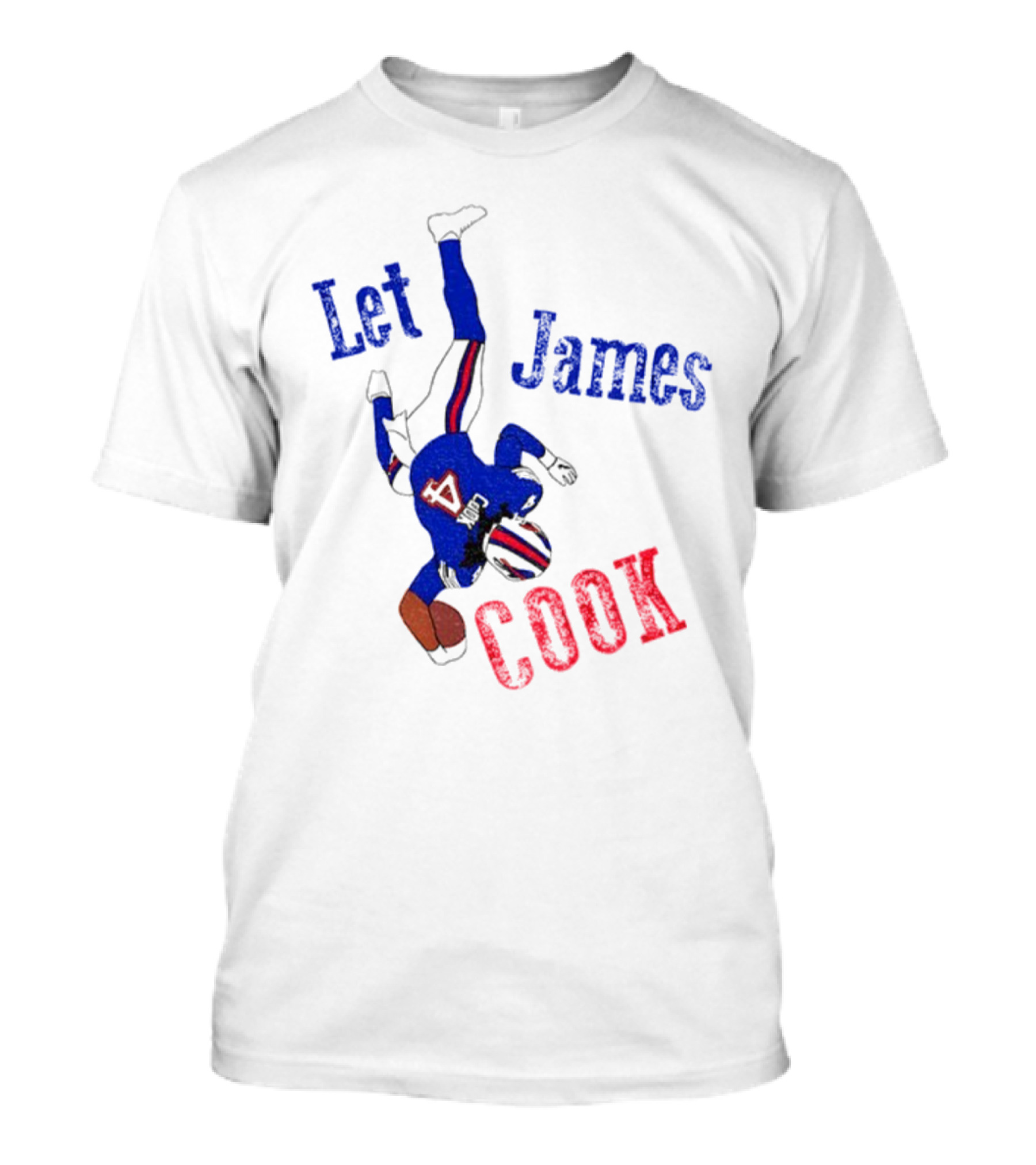 Let James Cook Football Player Red Blue Text T-Shirt