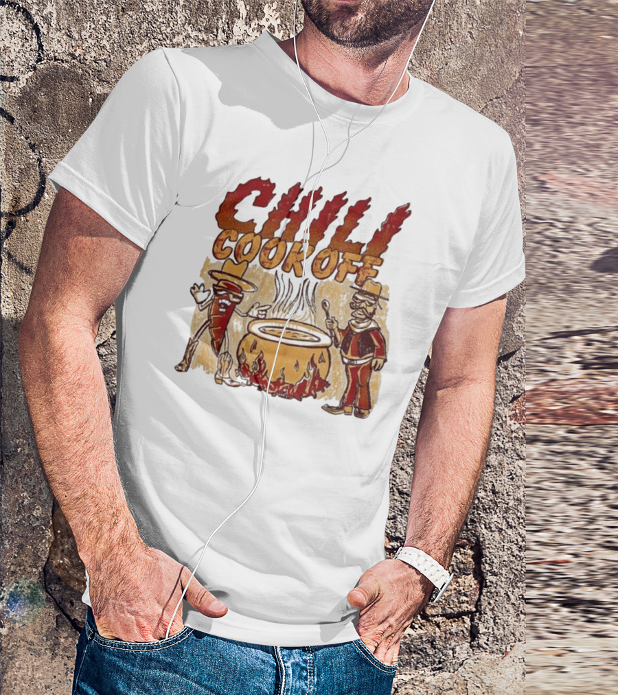 Chili Cookoff Spicy Pepper Cowboy And Chef Duel Over Fiery Pot T-Shirt