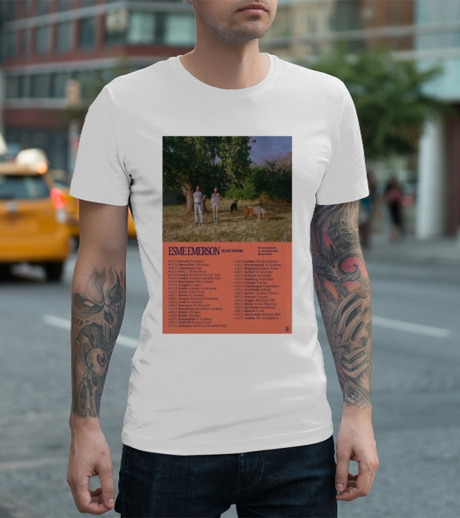 ESME EMERSON UK EU Tour 2025 Dates Featuring Dublin Paris Amsterdam London Glasgow Barcelona T-Shirt