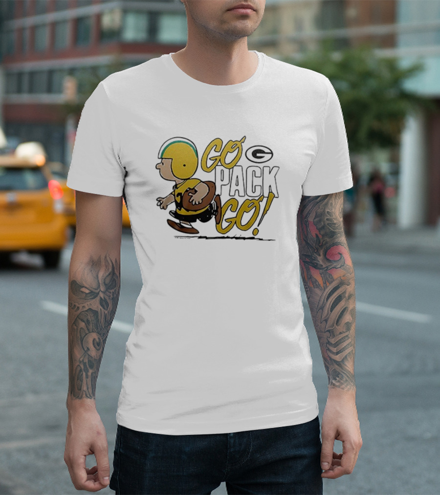 Green Bay Packers Peanuts Snoopy Go Pack Go Winter Cartoon Football T-Shirt