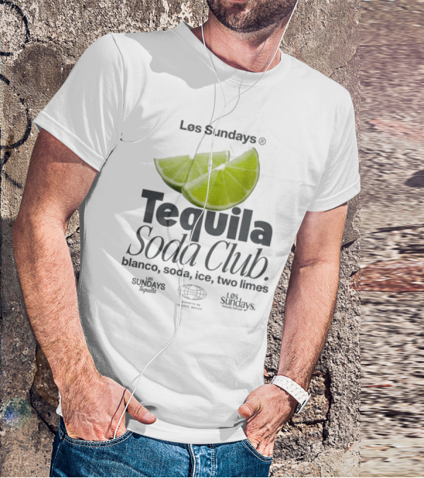 Los Sundays Tequila Soda Club Blanco Soda Ice Two Limes T-Shirt
