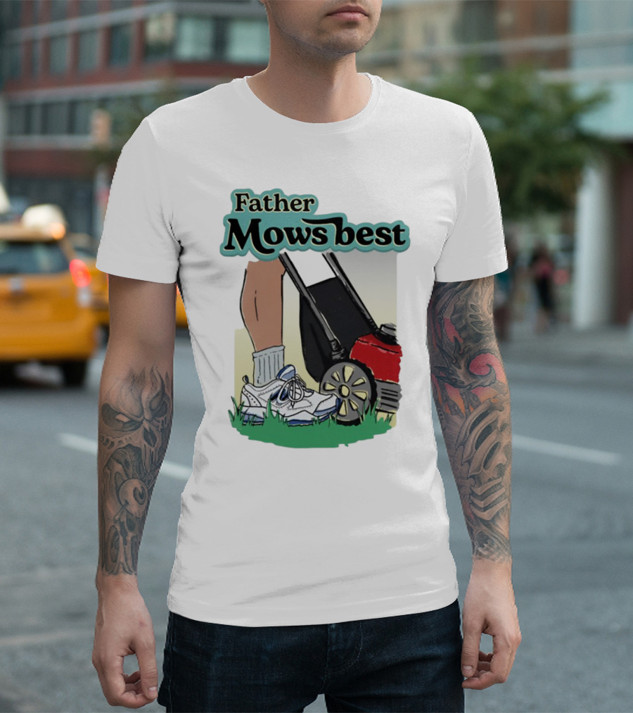 Father Mows Best Emotionalclub Lawn Mower Sneaker Style T-Shirt