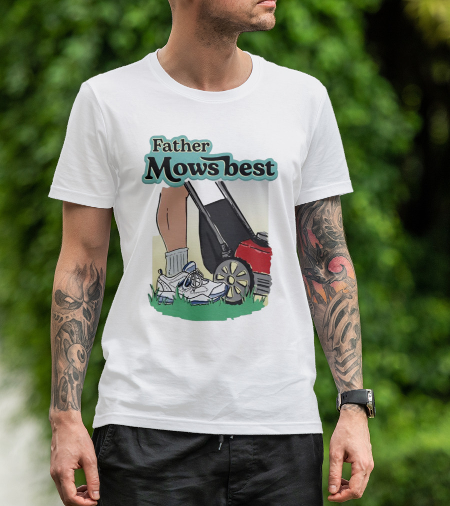 Father Mows Best Emotionalclub Lawn Mower Sneaker Style T-Shirt
