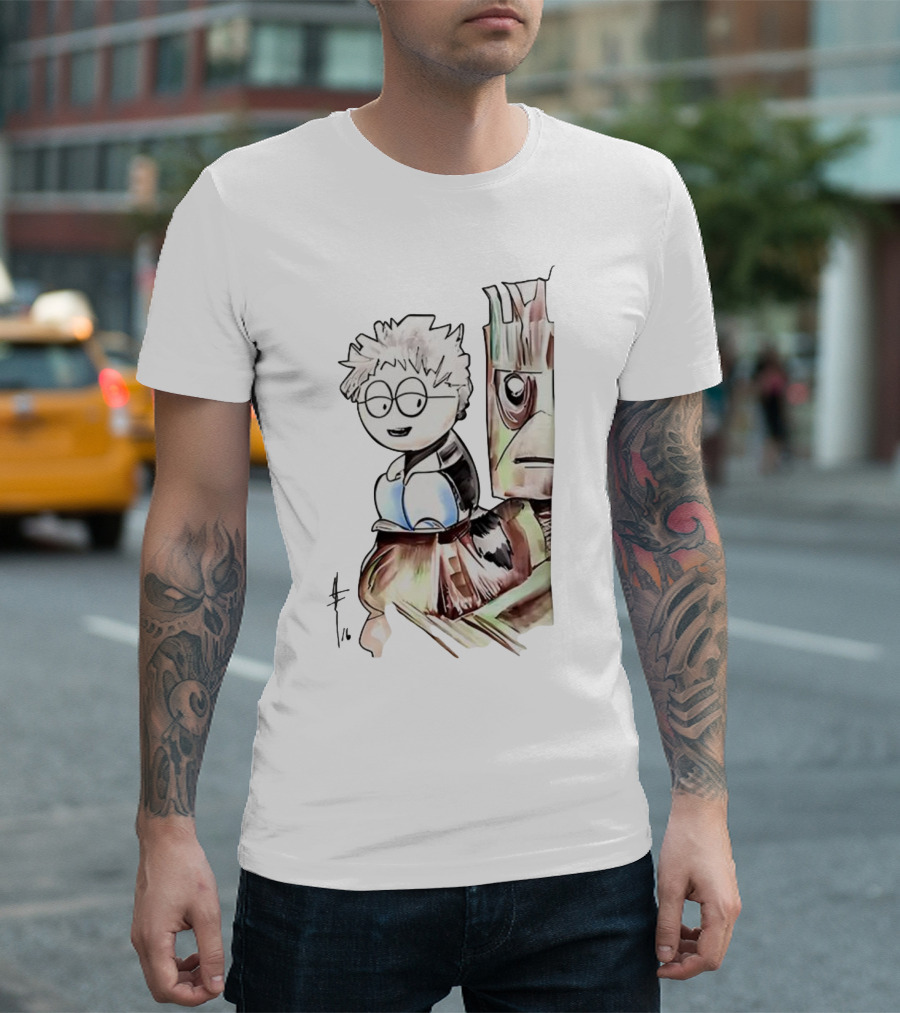 Kyle Broflovski and Groot Cartoon Mashup Fan Art South Park Guardians of the Galaxy Crossover T-Shirt