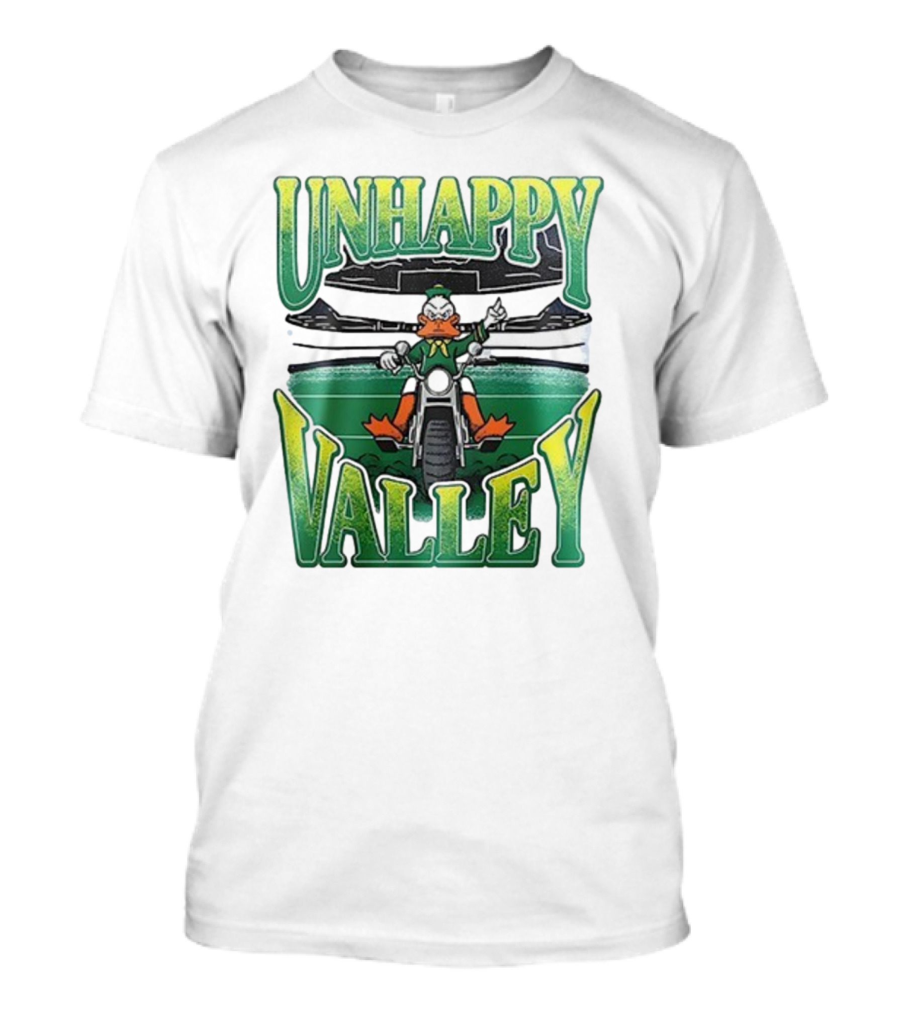 Oregon Ducks Unhappy Valley Mascot Motorcycle Rider T-Shirt