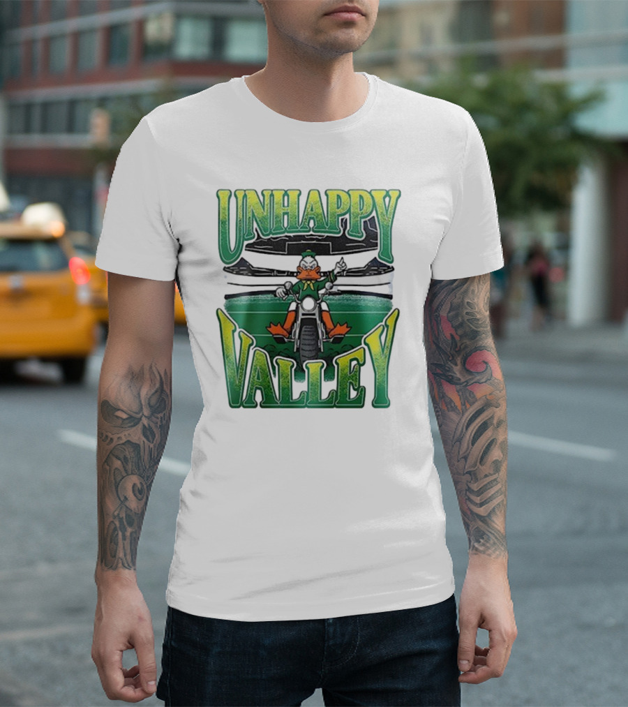 Oregon Ducks Unhappy Valley Mascot Motorcycle Rider T-Shirt