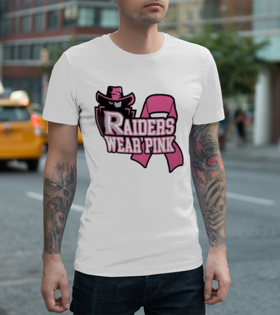 Raiders Wear Pink Breast Cancer Awareness Power Ribbon T-Shirt