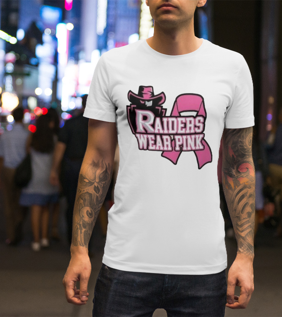 Raiders Wear Pink Breast Cancer Awareness Power Ribbon T-Shirt