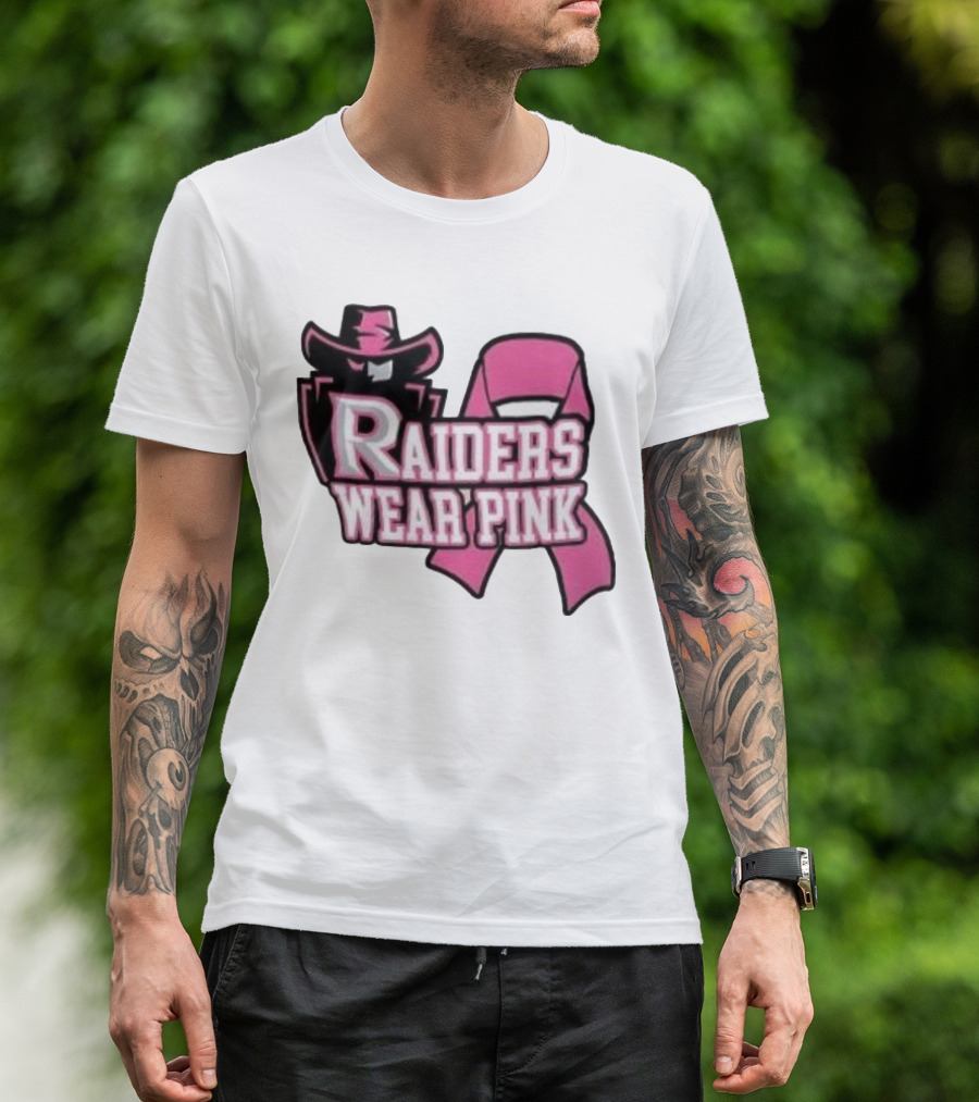 Raiders Wear Pink Breast Cancer Awareness Power Ribbon T-Shirt