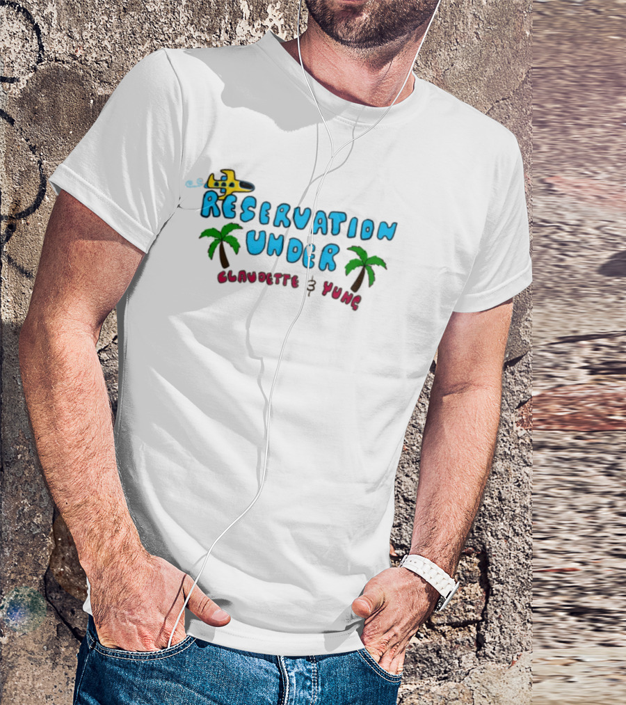 Reservation Under Claudette Yung Beach Beds Tropical Vacation T-Shirt