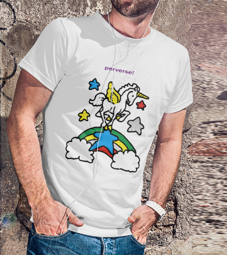 Perverse Pride Bug Girl Rainbow Stars Wings T-Shirt
