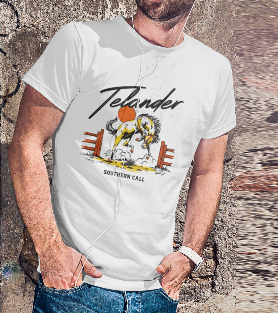 Telander Horse Southern Call Equestrian Sunset Fence Scene T-Shirt