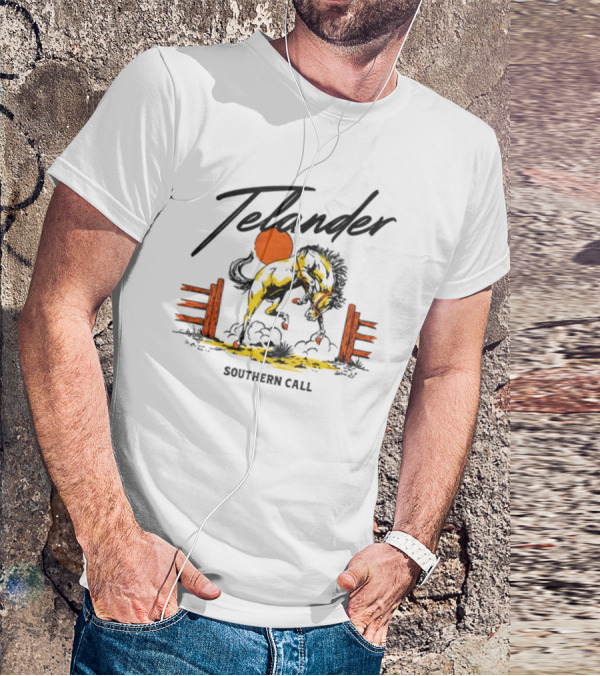 Telander Horse Southern Call Equestrian Sunset Fence Scene T-Shirt