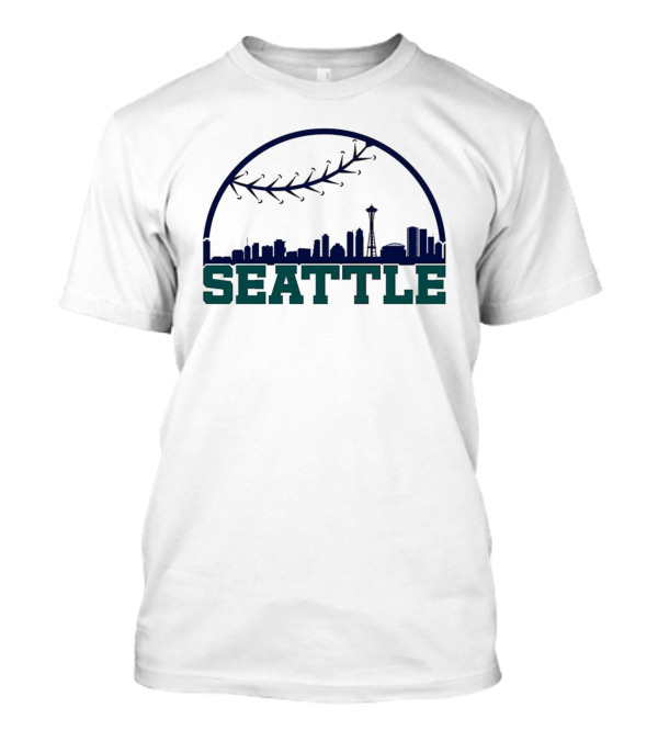 Seattle Mariners Skyline Baseball Theme With Space Needle T-Shirt