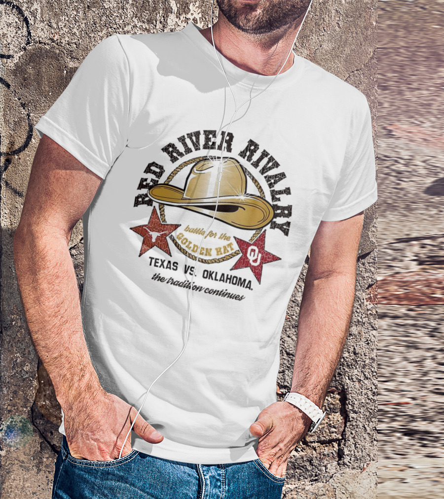 Red River Rivalry Texas Vs Oklahoma Battle For The Golden Hat T-Shirt