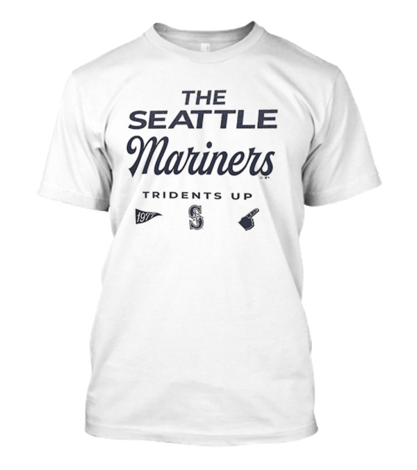 Seattle Mariners Tridents Up Foam Finger And Baseball Icons T-Shirt