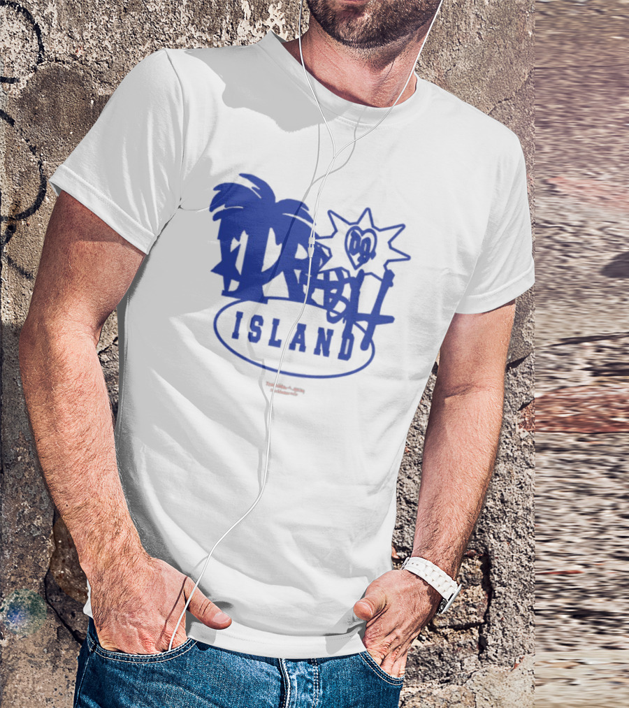 Trash Island Blue And White Palm Star Grafik T-Shirt