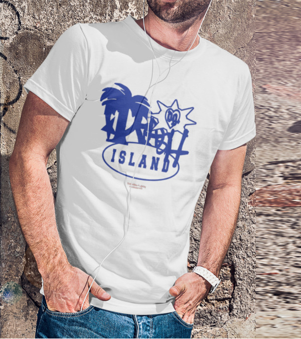 Trash Island Blue And White Palm Star Grafik T-Shirt