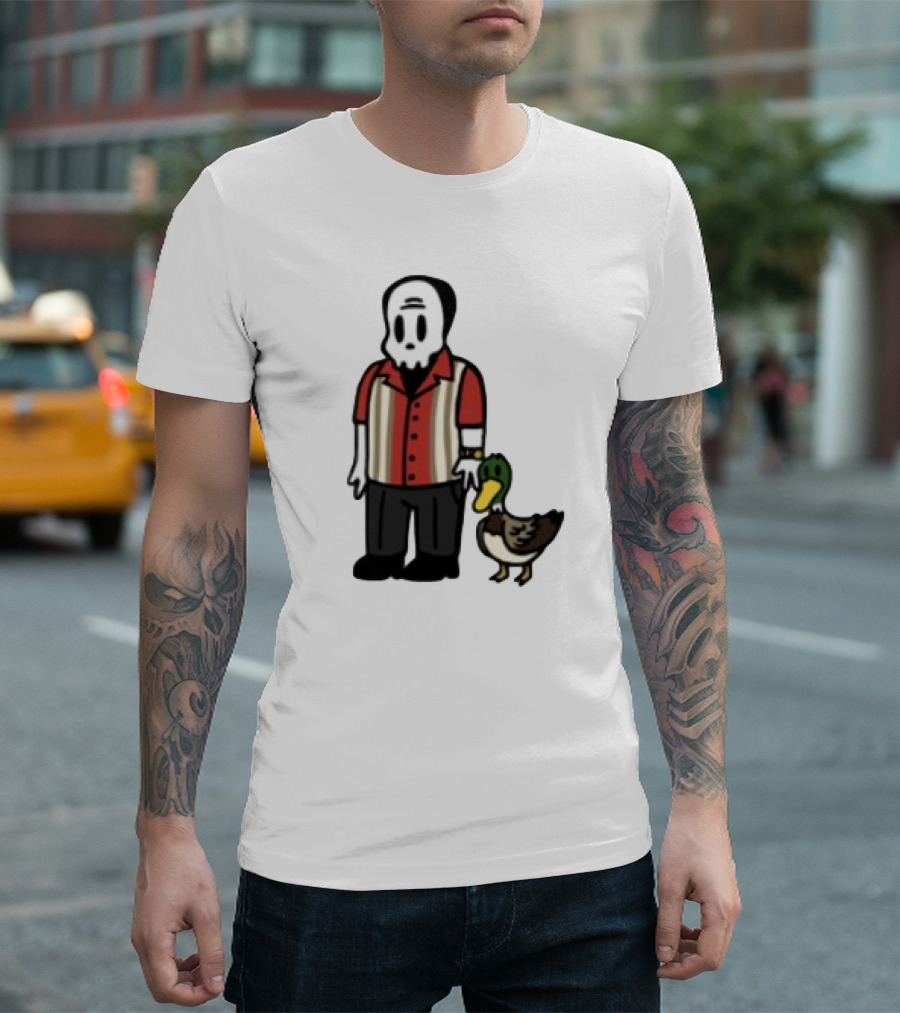 Warren Lotas Skull Character With Duck Companion Bowling Style Outfit T-Shirt