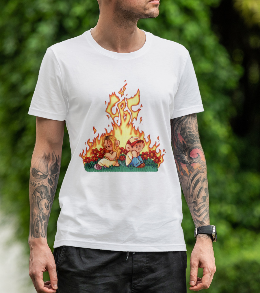 Fireball Friday Love Is Comic Characters With Fiery Background T-Shirt