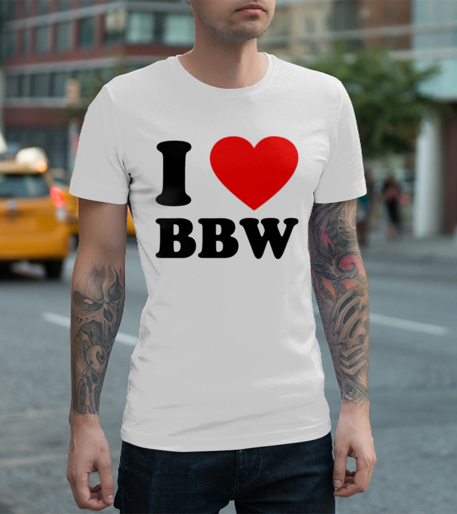 I Love BBW Heart Symbol Statement T-Shirt