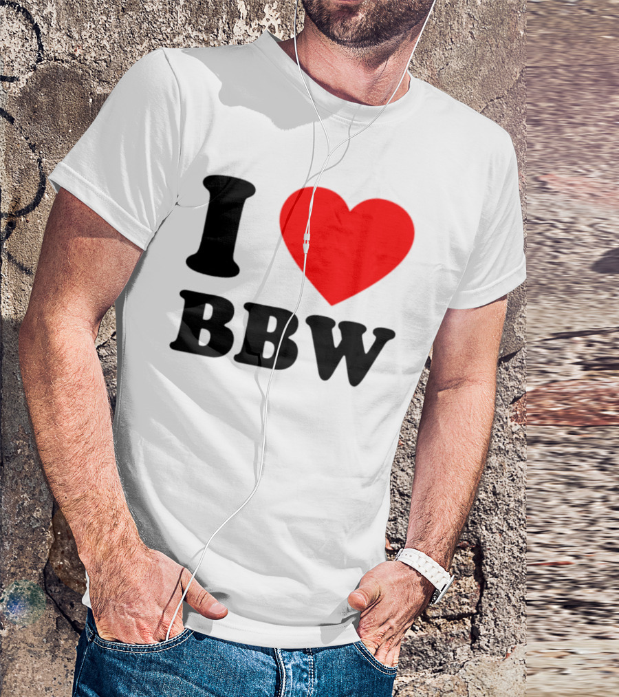 I Love BBW Heart Symbol Statement T-Shirt