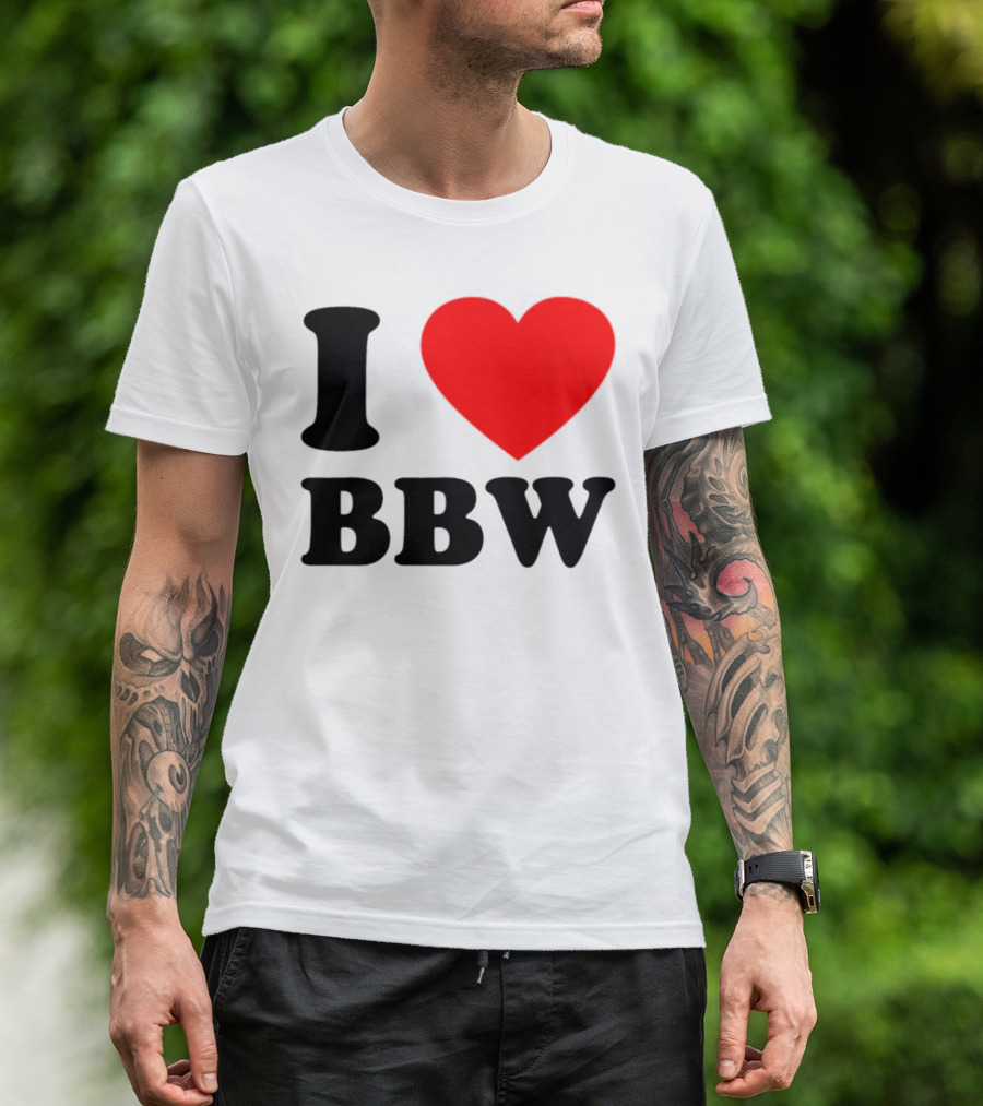 I Love BBW Heart Symbol Statement T-Shirt