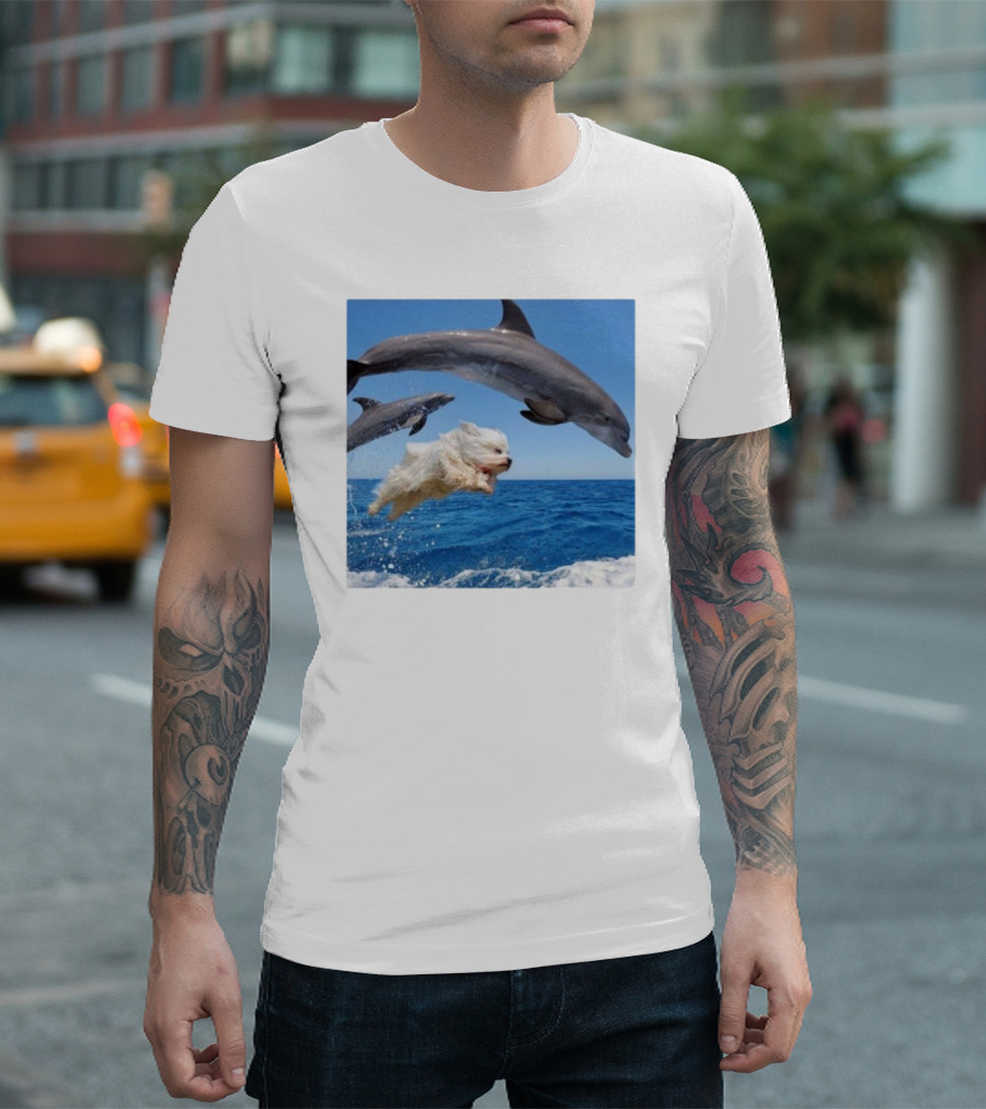 Dog Jump With Dolphin Ocean Adventure T-Shirt