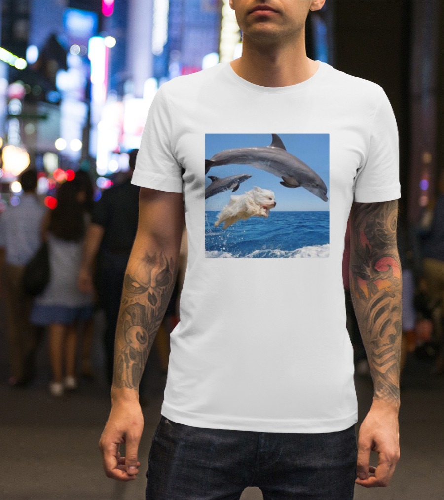 Dog Jump With Dolphin Ocean Adventure T-Shirt
