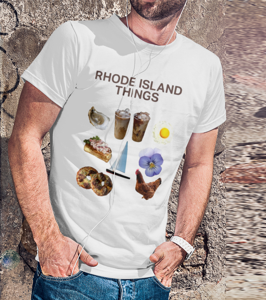Rhode Island Things Iced Coffee Lobster Roll Sailboat Hen Johnnycakes T-Shirt