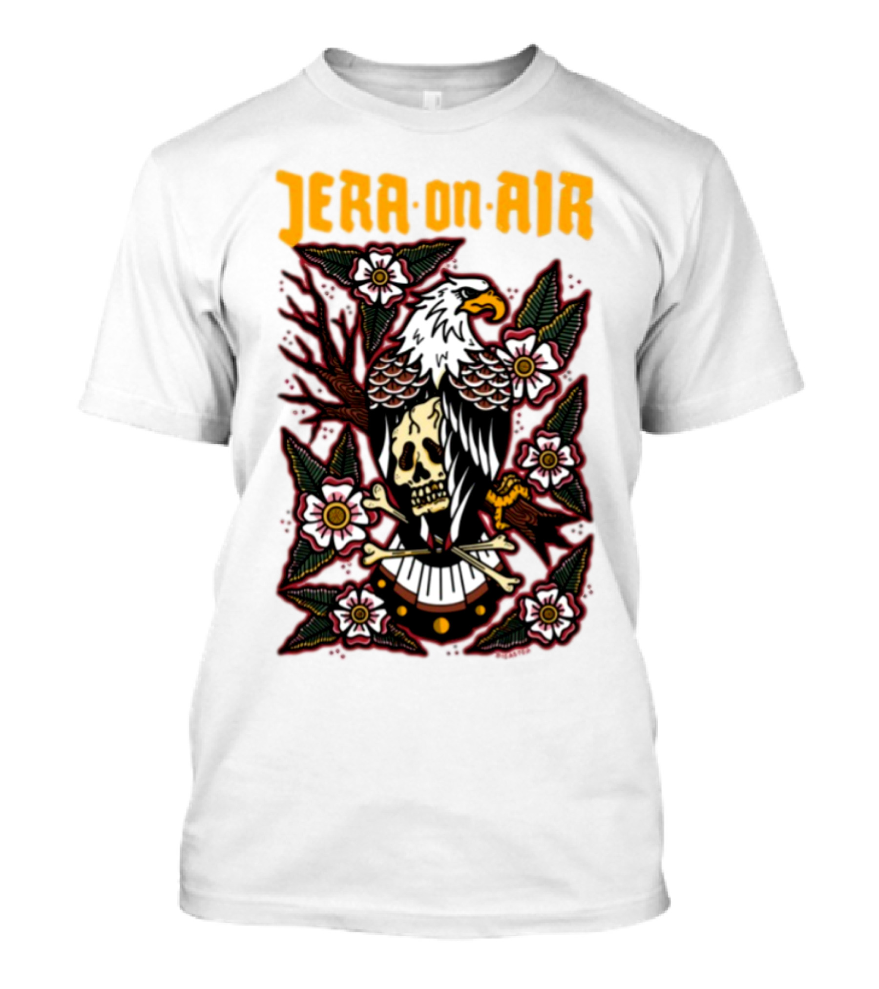 Richie Disaster Jera On Air Eagle Skull Floral Design T-Shirt