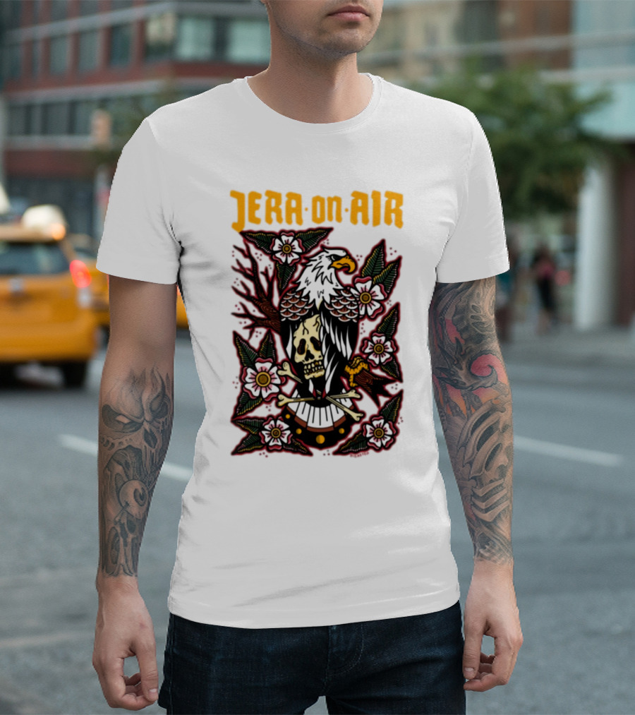 Richie Disaster Jera On Air Eagle Skull Floral Design T-Shirt