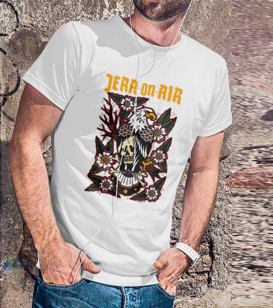 Richie Disaster Jera On Air Eagle Skull Floral Design T-Shirt