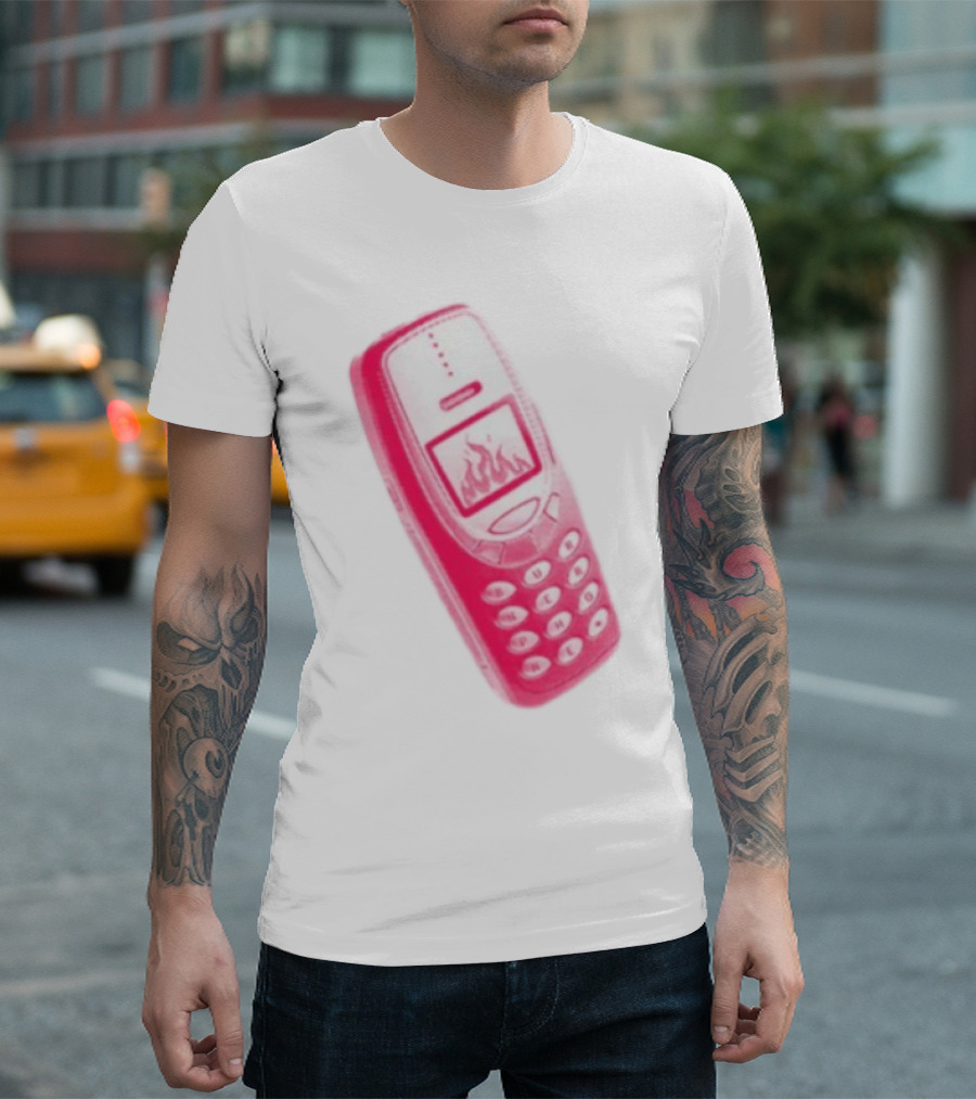 Ben Ellis The Burner Phone Retro Cell Fire Graphic T-Shirt